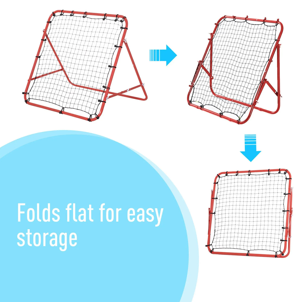 Rebounder Net Kickback Practice Target Goal with 5 Angles for Teens & Adults, Softball & Football Training, Red