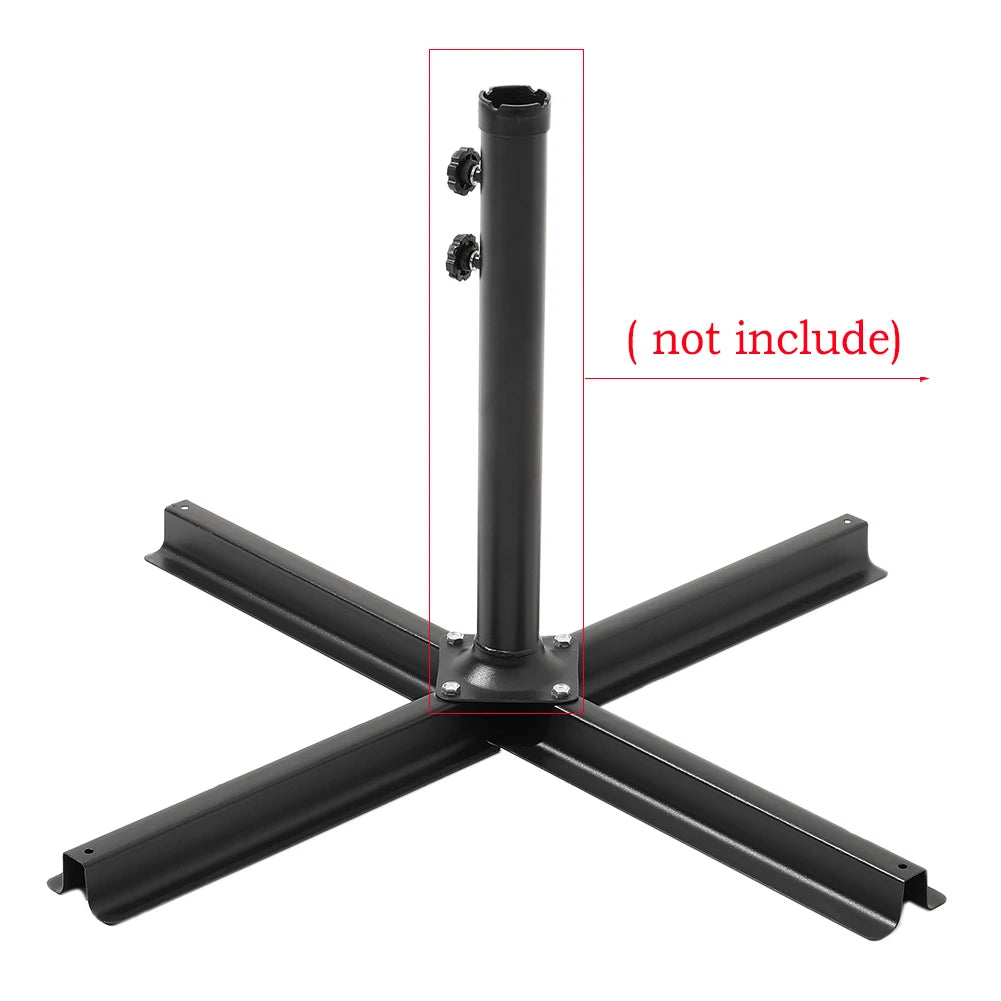 Parasol Cross Base Stand, 70cm Black Metal Umbrella Base