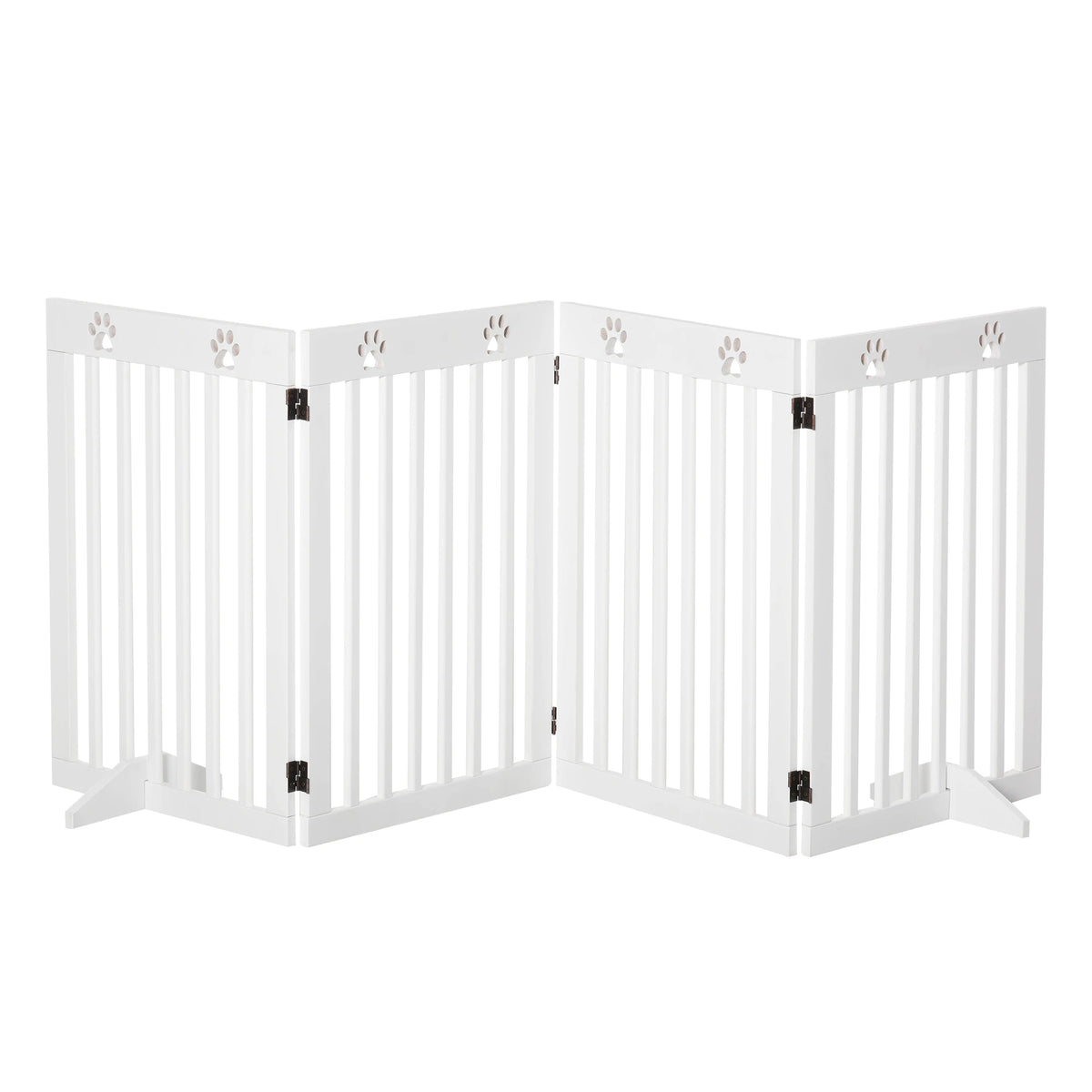 Freestanding Folding Pet Gate, 4-Panel Dog Barrier with Support Feet