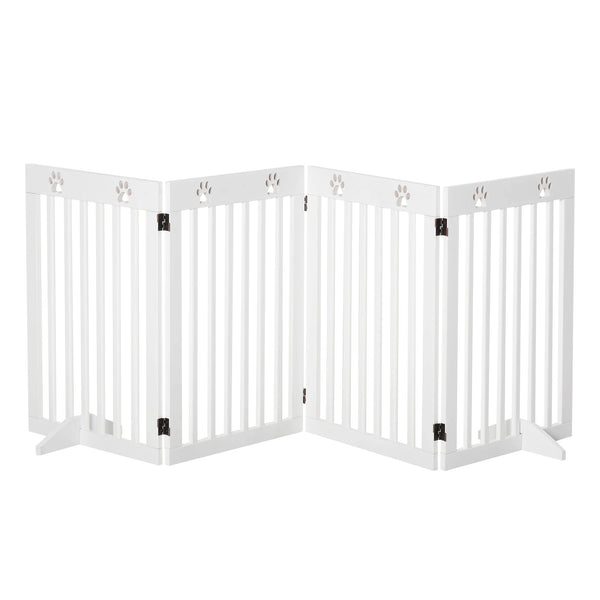 Freestanding Folding Pet Gate, 4-Panel Dog Barrier with Support Feet