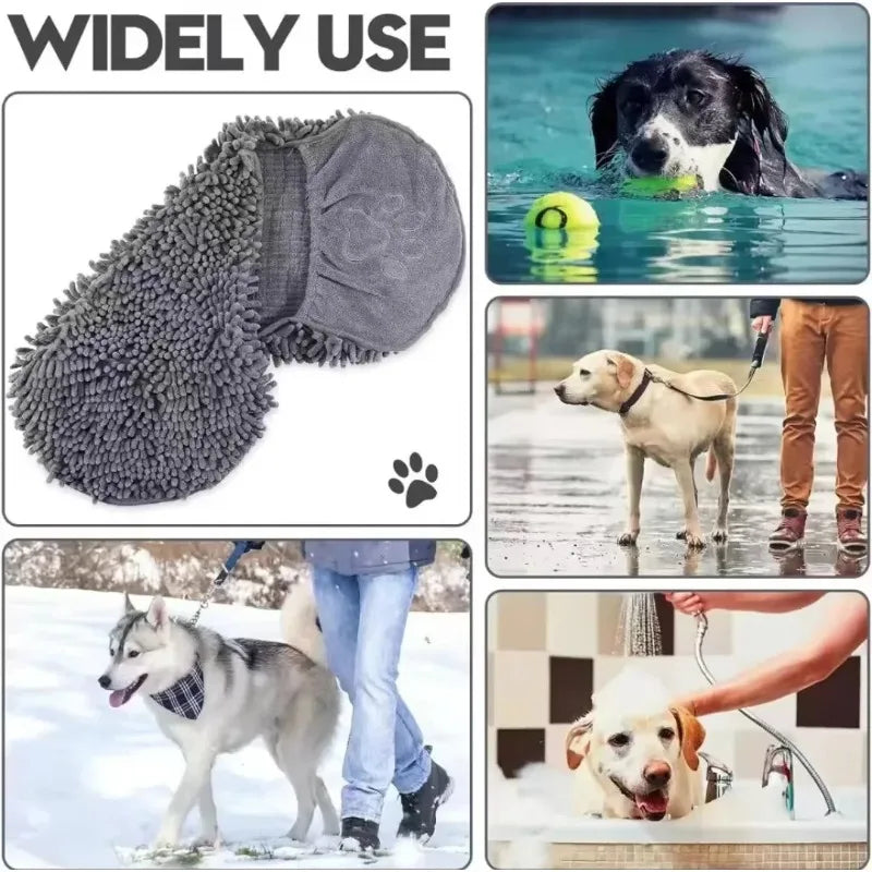 Super Absorbent Pet Bath Towel Quick Dry Chenille Microfibre Drying Cloth for Dogs and Cats 53x22cm