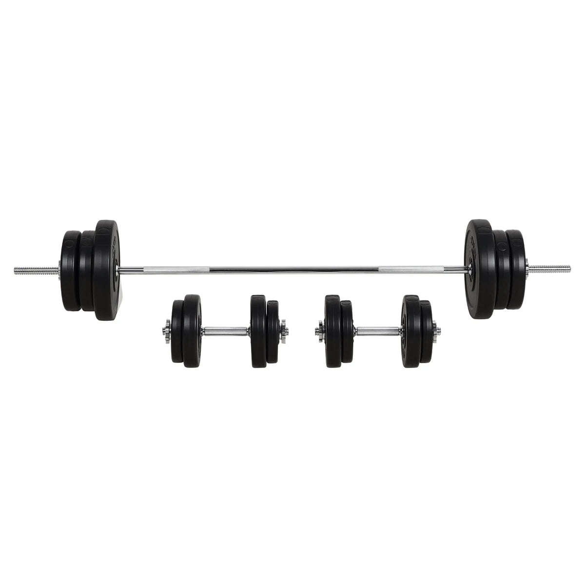 65kg Adjustable Barbell Weights Set, 2-in-1 Dumbbell & Barbell Set with Knurled Bar