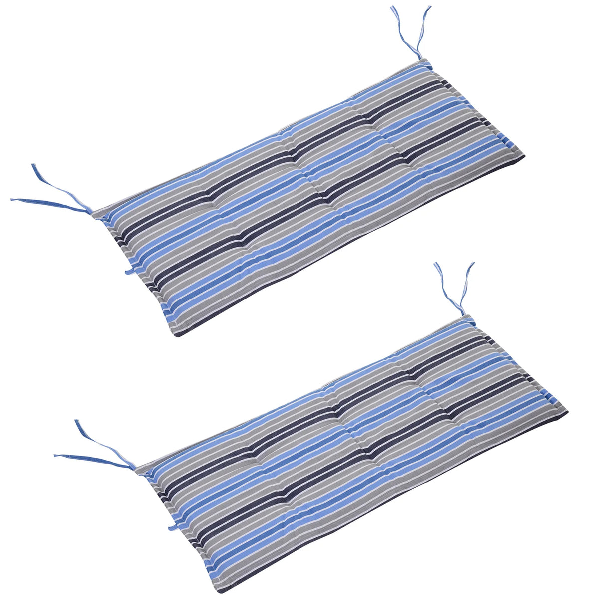2 Pieces Replacement Cushions for Garden Bench with Stripes, Blue