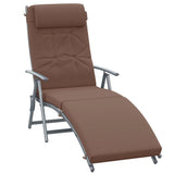 Foldable Garden Sun Lounger with 7-Position Adjustable Backrest, Wide Texteline Seat and Pillow