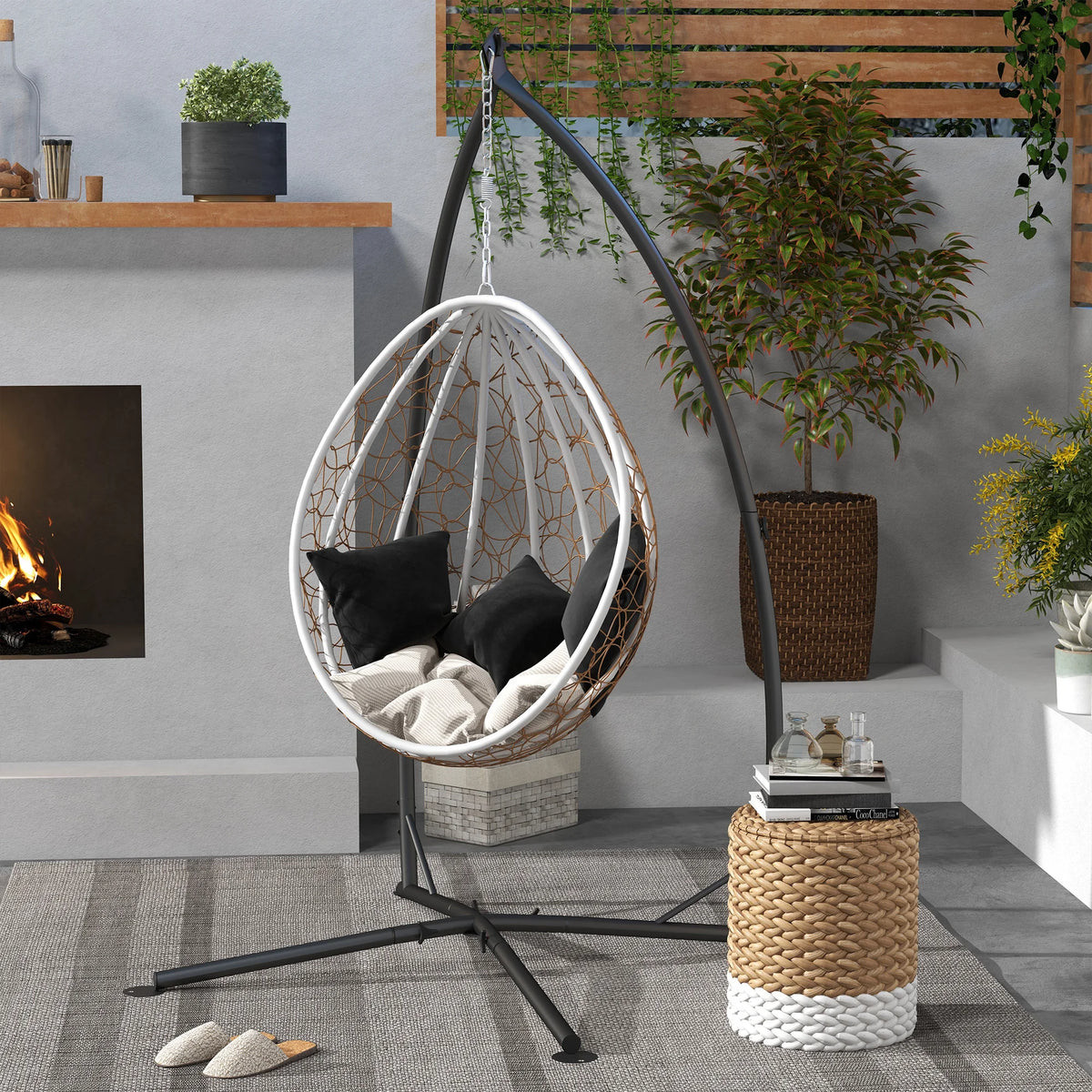 Metal Frame Hammock Chair Stand with Chain, Stand Only, Black
