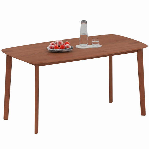 150cm Rectangular Dining Table with Solid Wood Frame, Light Brown
