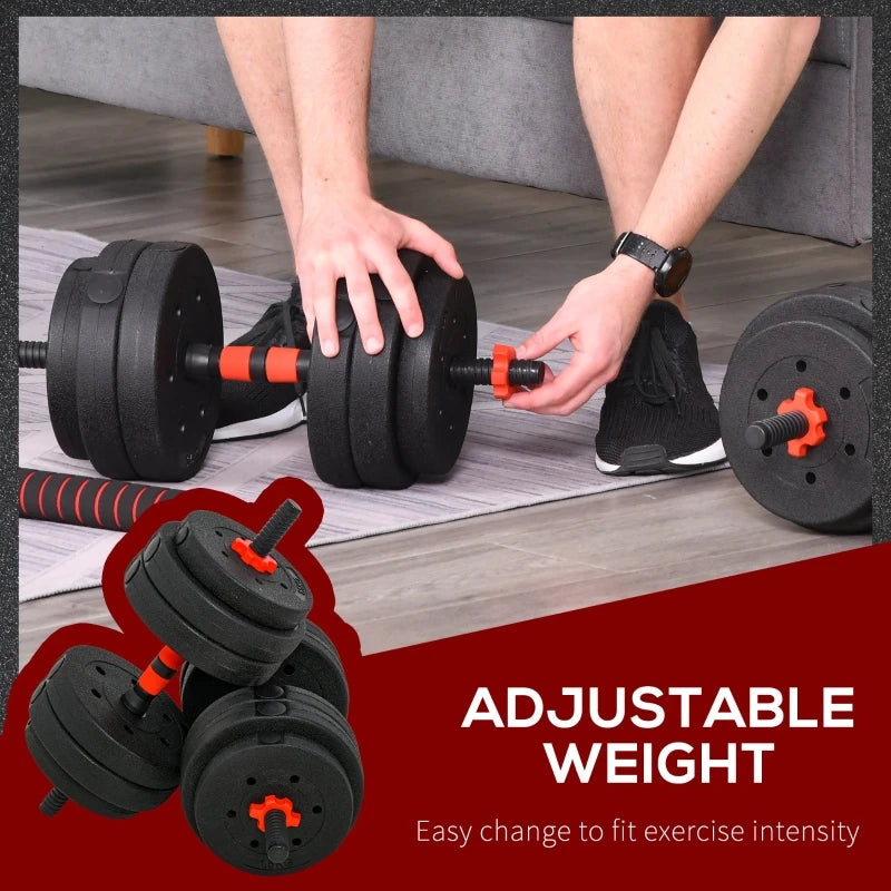 25kg 2 in 1 Adjustable Dumbbells Barbell Weight Set Black for Body Fitness Home Office Gym