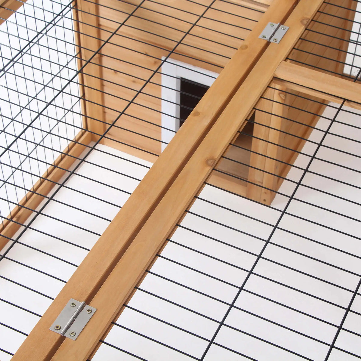 Rabbit Hutch with Openable Top 123cm Guinea Pig House Fir Wood Mesh Run Asphalt Roof Yellow