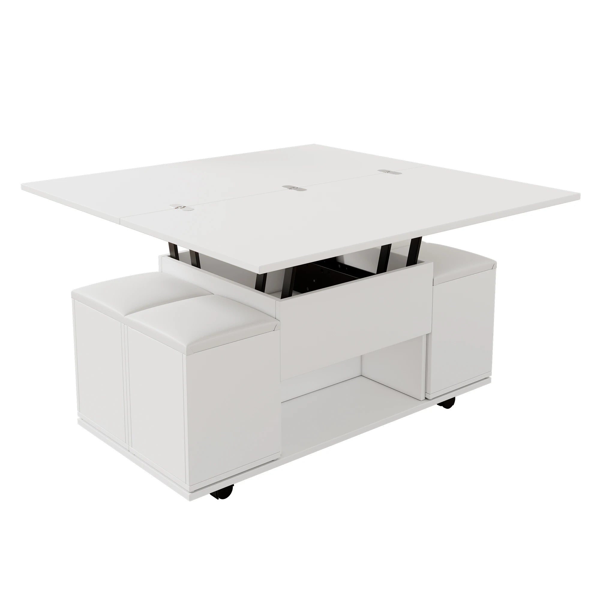 Lift Top Coffee Table with Hidden Storage | 100cm Modern White Living Room Table