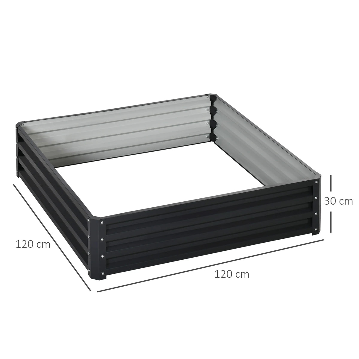 Raised Garden Bed, Galvanised Steel Planter for Flowers & Vegetables, Grey