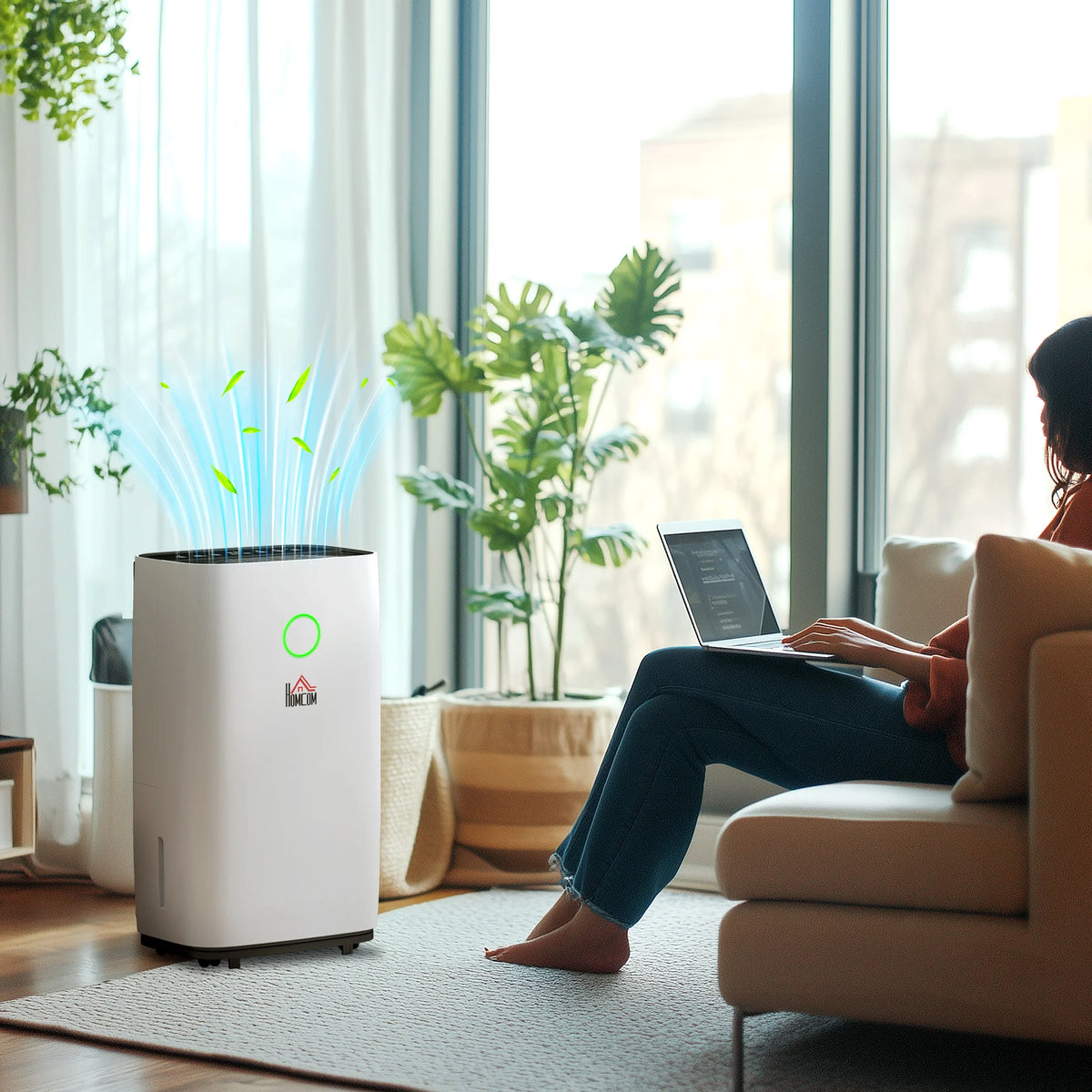 Portable Dehumidifier 20L per Day for 16-20m2 Rooms with 2 Speeds 3 Modes LED Panel and Sleep Mode