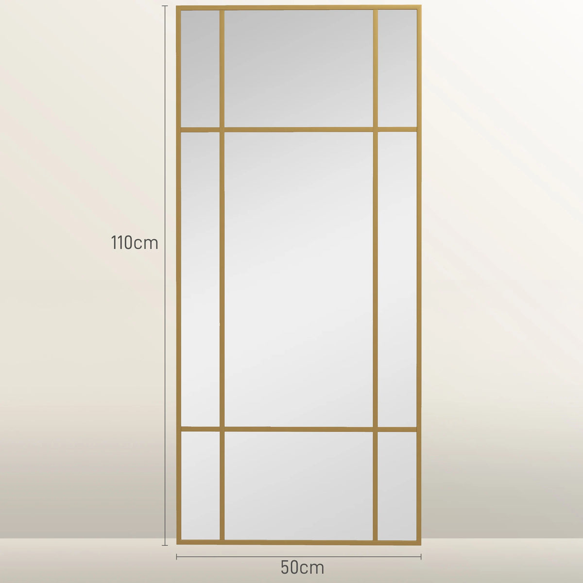 Window Style Vanity Mirror 110 x 50cm Hanging Wall Mirror, Gold Tone