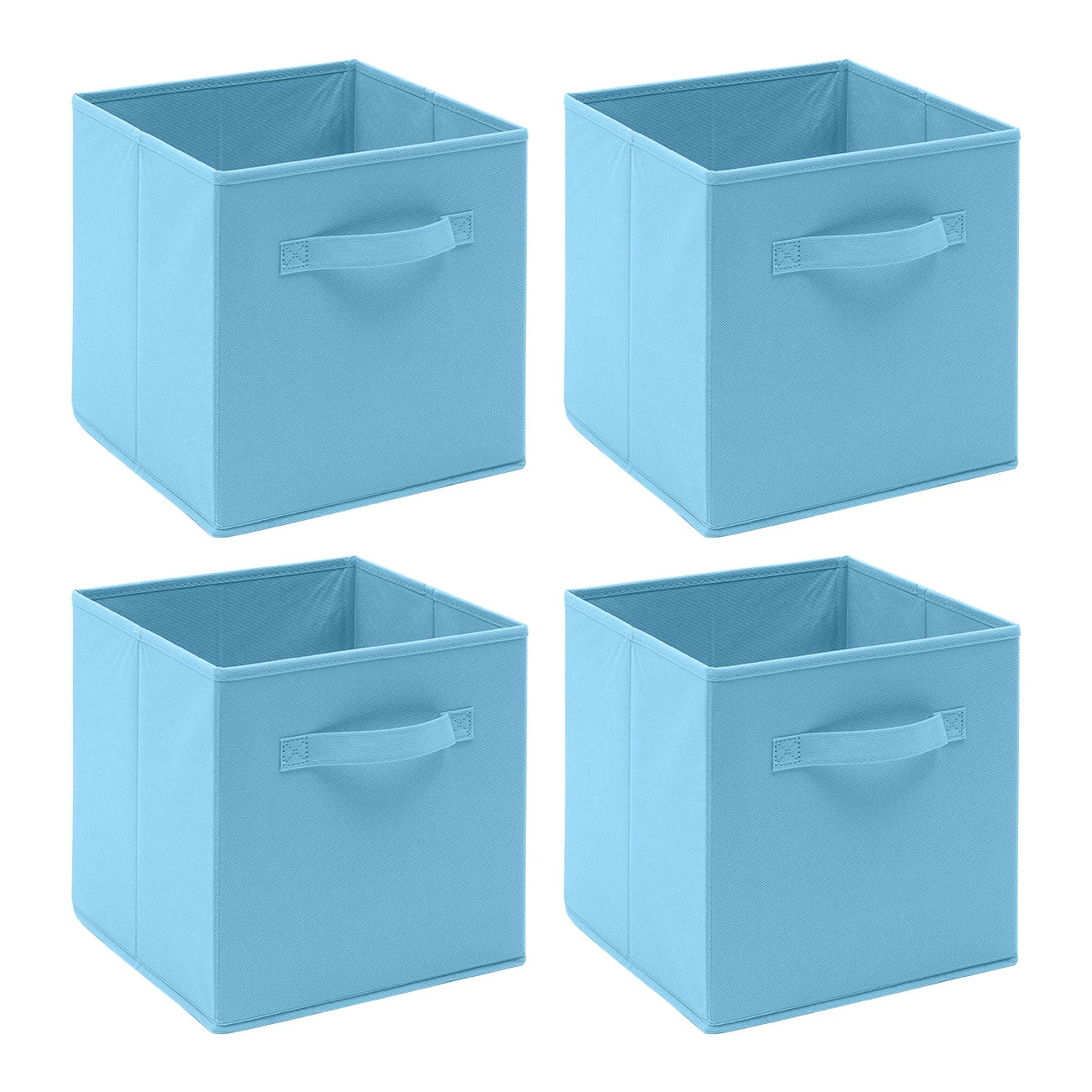 Pack of 4 Foldable Fabric Storage Cubes Boxes Non-Woven Wardrobe Organiser for Home Bedroom Closet