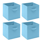 Pack of 4 Foldable Fabric Storage Cubes Boxes Non-Woven Wardrobe Organiser for Home Bedroom Closet