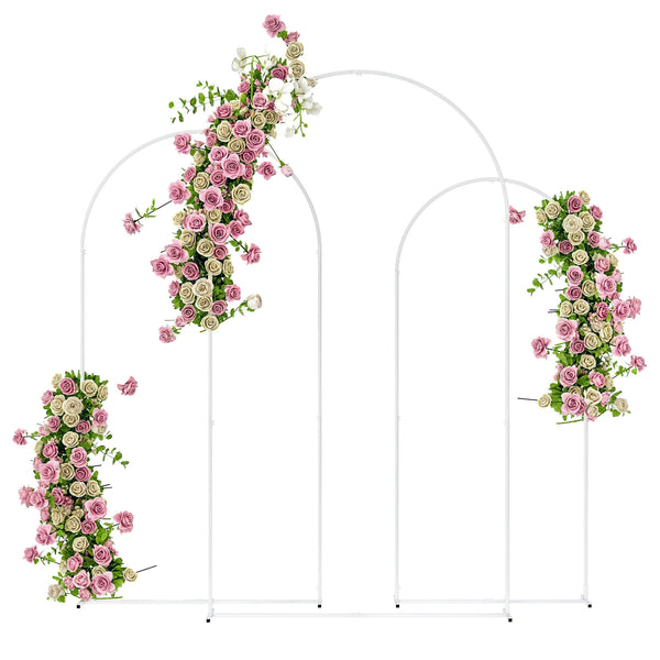 Metal Wedding Arch Set of 3, 2.2m, 2m and 1.8m Balloon Arch Stands, White