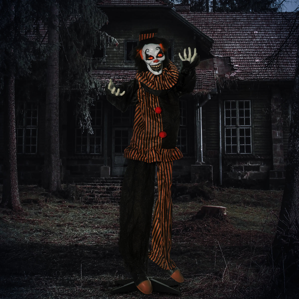 67-Inch Animated Circus Clown Halloween Prop – Indoor/Outdoor