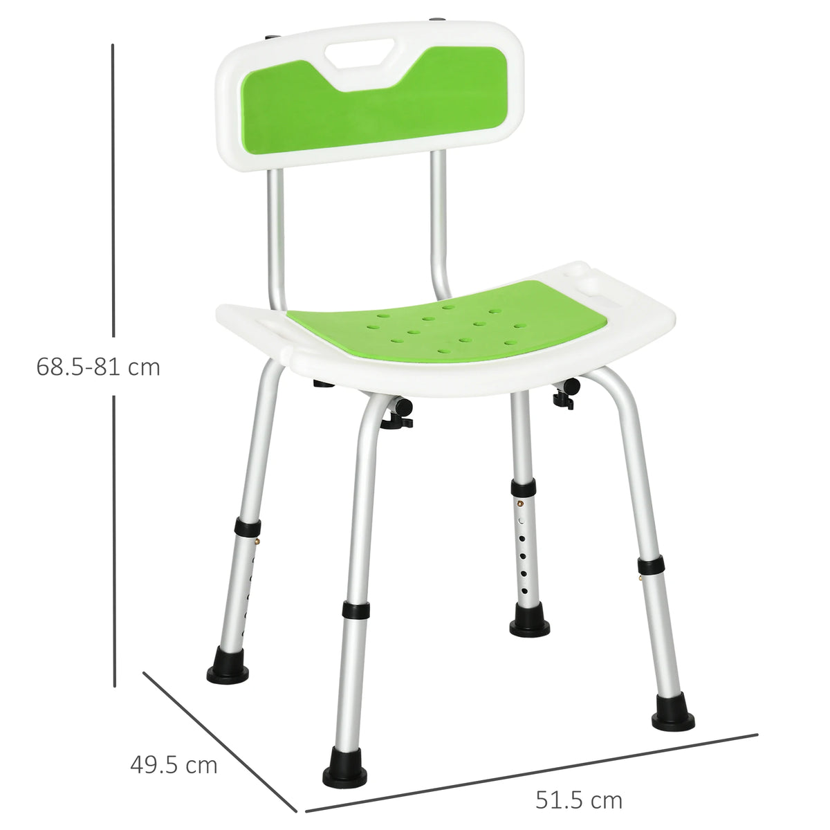 Adjustable Shower Stool for Elderly and Disabled Use, Green