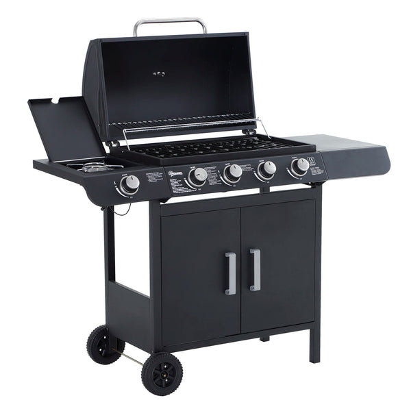 4+1 Burner Gas BBQ Grill with Side Burner – Stainless Steel