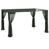 4 x 3m Aluminium Pergola with Retractable PA-Coated Canopy, Mosquito Netting and Ground Stakes
