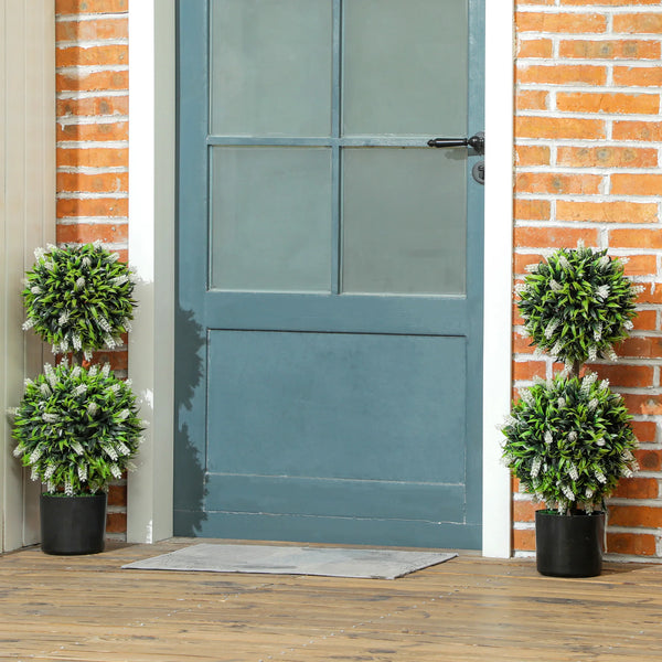 Set of 2 Decorative Artificial Plants with Lavender Flower for Decor, 70cm