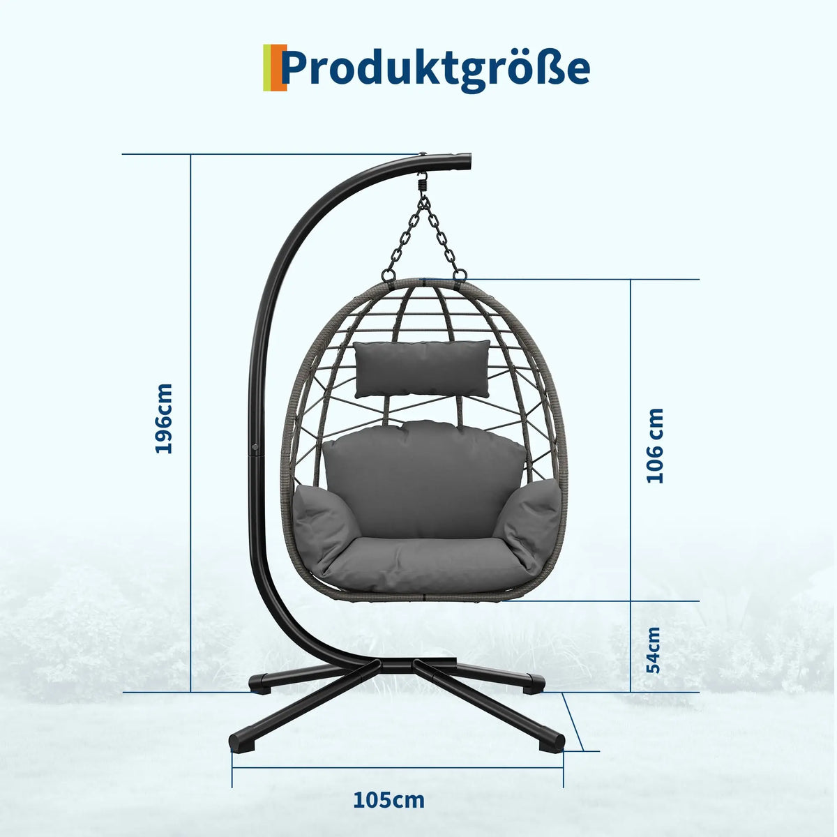 Outdoor Hanging Egg Chair with Stand, Waterproof Cushion & Rain Cover