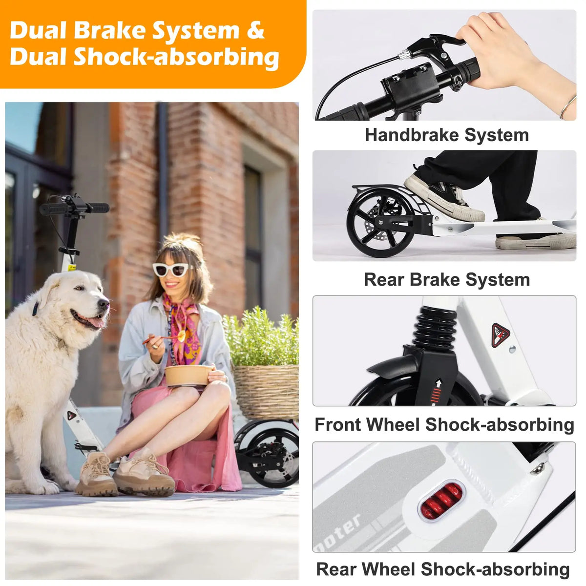 Folding Kick Scooter for Teens and Adults with 200mm Wheels, Disc Brake and Carry Strap