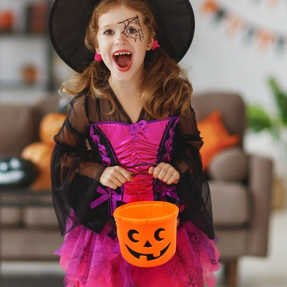 Halloween Pumpkin Trick or Treat Bucket with Handle