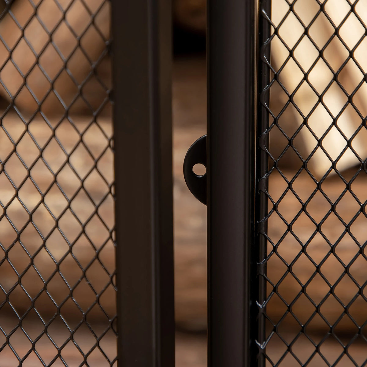 3-Panel Metal Mesh Folding Fireplace Screen with Door, Freestanding Spark Guard
