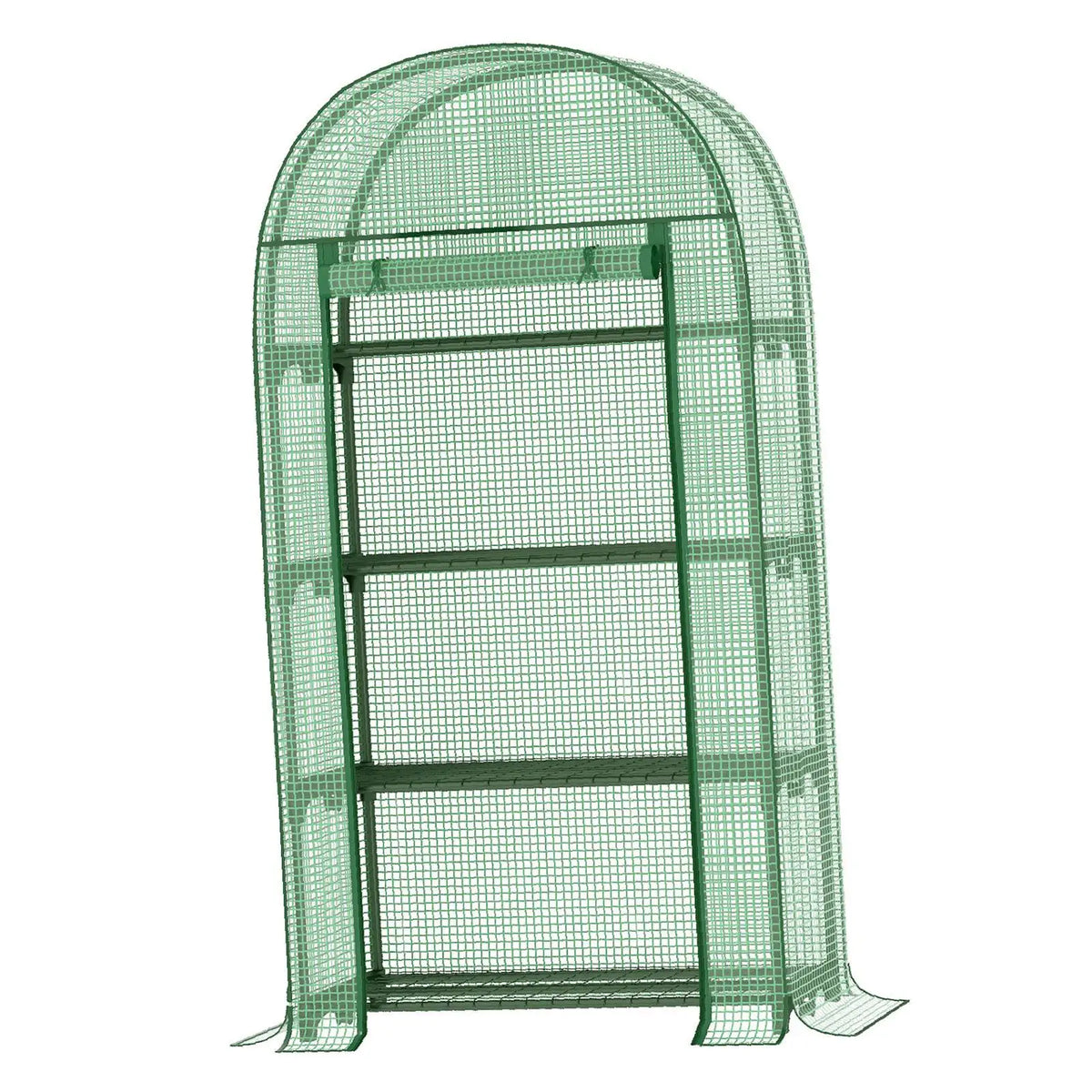 4 Tier Mini Greenhouse 160x80x49cm Metal Frame Zipped Door Waterproof for Balcony Vegetable Patch Storage