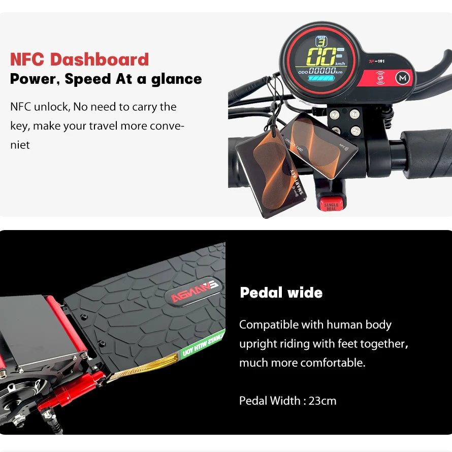 X4 Foldable Dual Motor Electric Scooter 2 x 800W with 18Ah Battery and 10 Inch Off-Road Tyres, Black