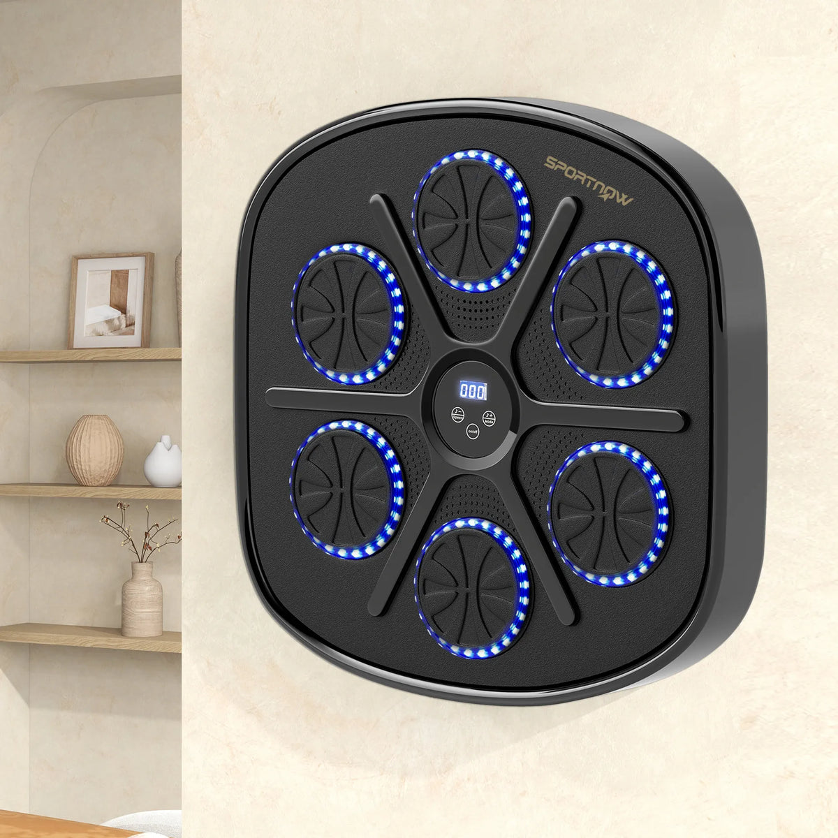 Wall-Mounted Music Boxing Machine with Bluetooth and LED Lights