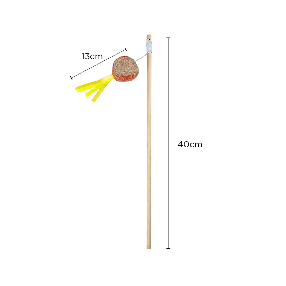 Interactive Cat Teaser Wand Toy with Feathers & Catnip for Exercise and Play