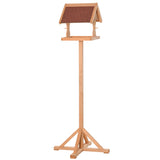 Wooden Bird Feeder with Cross-Shaped Support Feet Weather Resistant Roof and Open Platform for Garden Wildlife