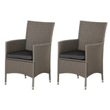 PE Rattan Outdoor Dining Chairs with Cushions and Armrests | Deep Coffee Garden Patio Chairs
