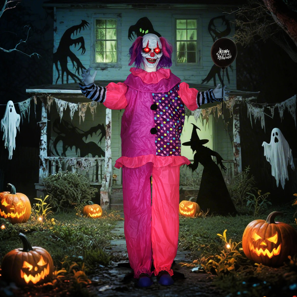 Turning body mechanism on a sound activated clown decoration