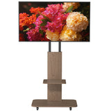 Height Adjustable Rolling TV Stand Cart with Shelf for 40-75 Inch TVs, 80kg Capacity Steel and MDF