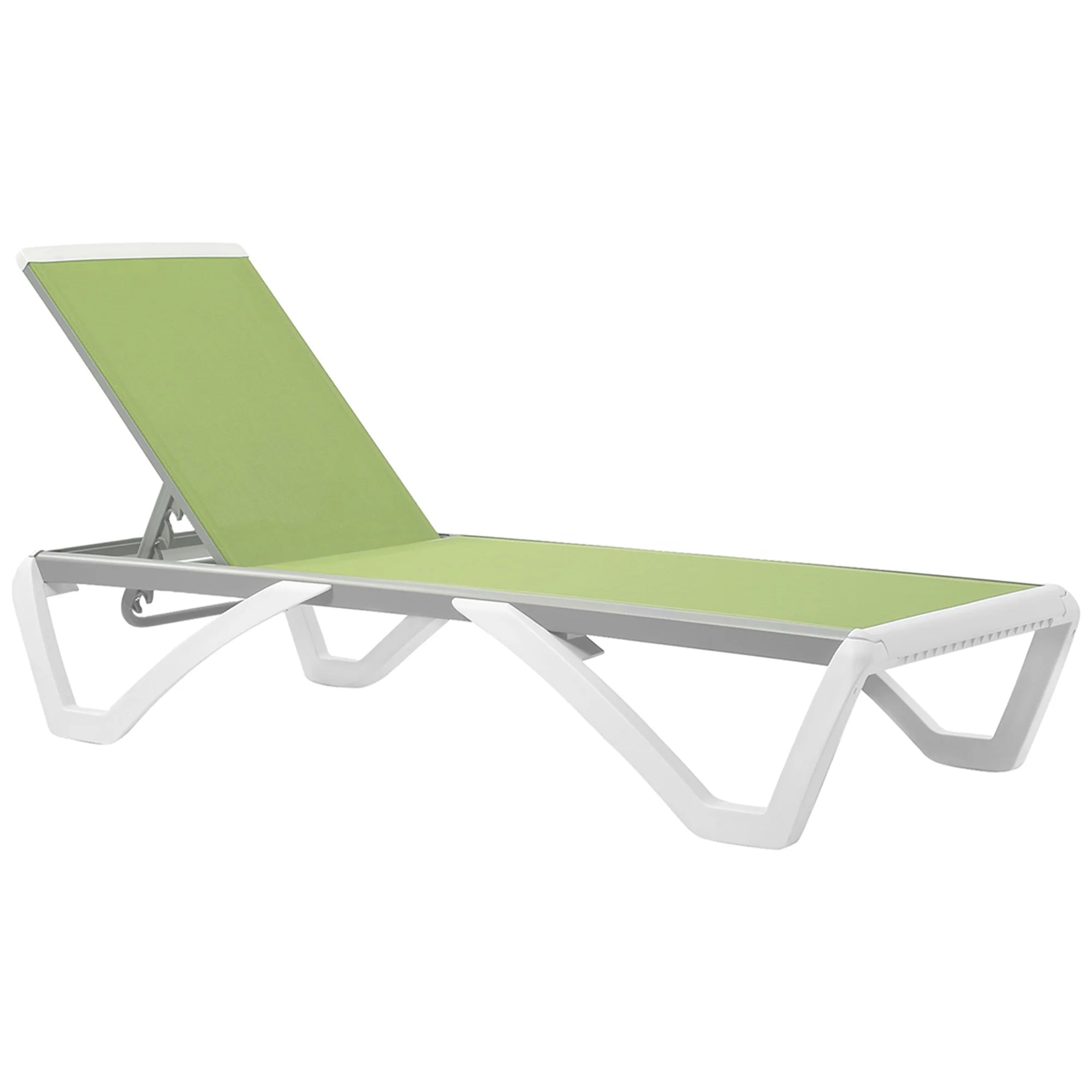 Aluminium Garden Sun Lounger with 5-Position Adjustable Back, Breathable Texteline Seat and Wheels