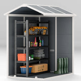 4 x 6ft Plastic Garden Storage Shed with Floor, Window, Ventilation and Lockable Door