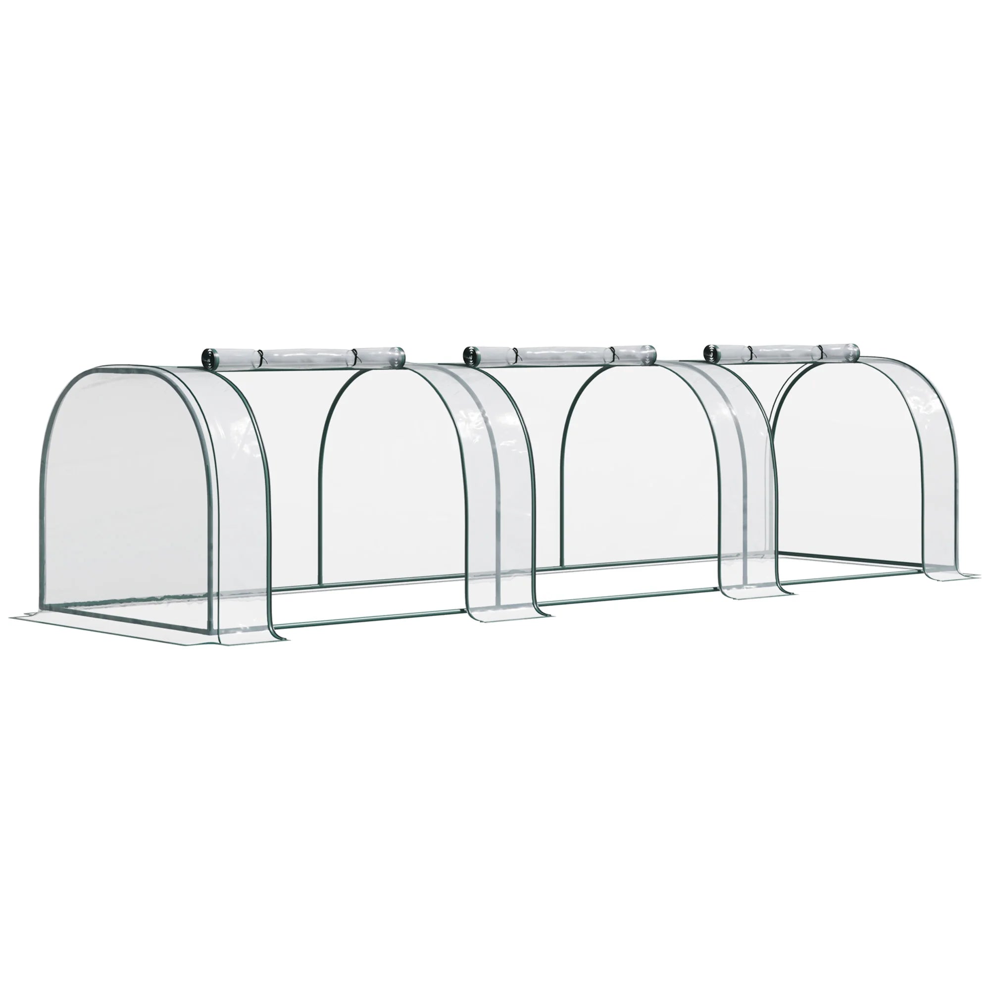 Mini Polytunnel Greenhouse with Zipped Roll-Up Doors and Steel Frame for Garden Patio and Balcony Growing