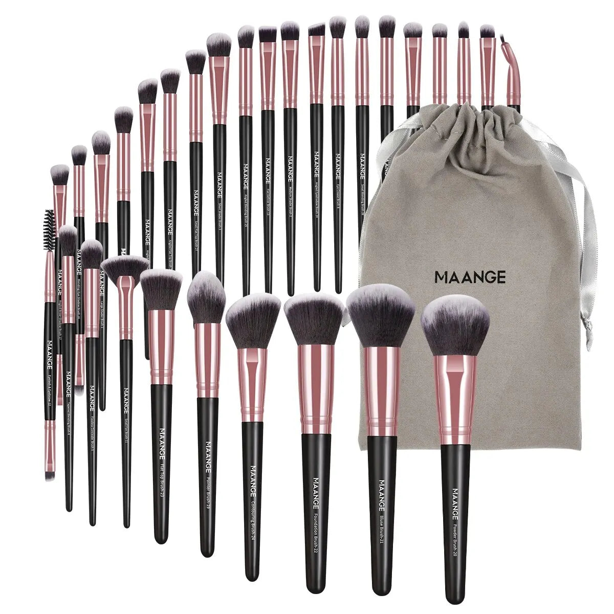 30Pcs Professional Makeup Brush Set Foundation Concealers Eye Shadows Powder Blush Blending Brushes Beauty Tools with Bag