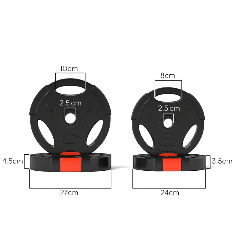 Weight Plates Set 15kg Two 5kg Two 2.5kg Bumper Plates with 2.5cm Standard Holes 27x27x4.5cm Black