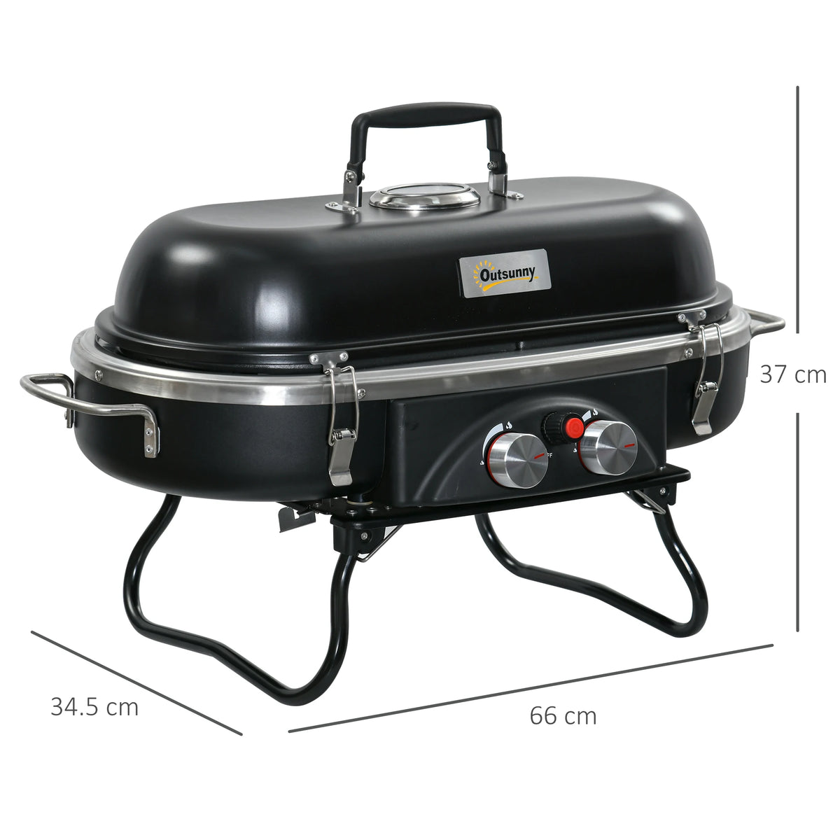Foldable 2 Burner Gas BBQ Grill w/ 2 Burners for Camping Picnic Cooking