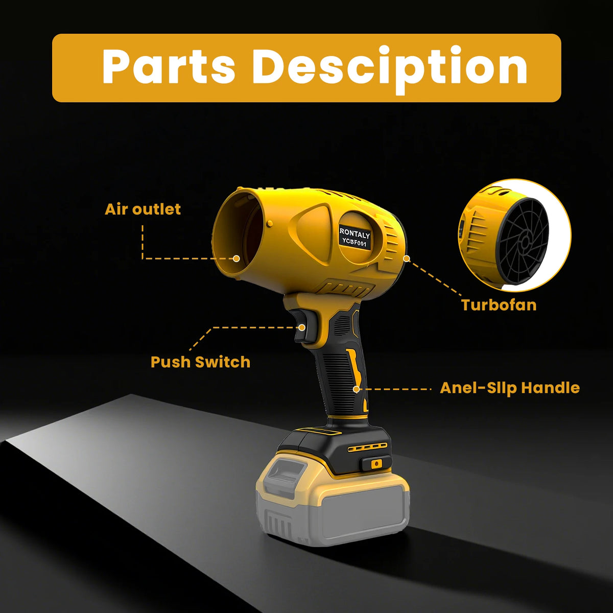 Cordless Turbo Jet Blower for DeWalt 18V Batteries, 3 Nozzles