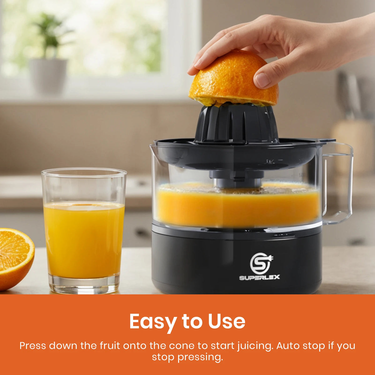 Electric Citrus Juicer 500ml with Two-Way Rotation 30W Motor Detachable Parts and Easy Clean Design for Oranges Lemons and Limes