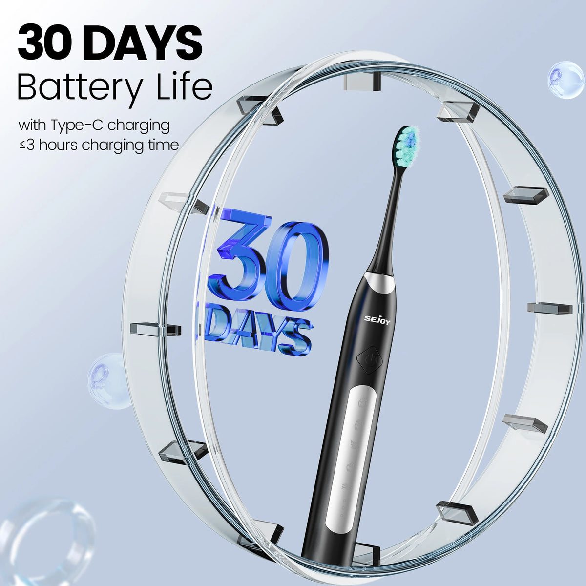 Electric Sonic Toothbrush with 10 Replacement Heads Rechargeable Waterproof Toothbrush