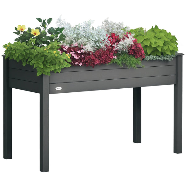 Raised Wooden Garden Planter with Legs and Fabric Liner, 122cm, Dark Grey