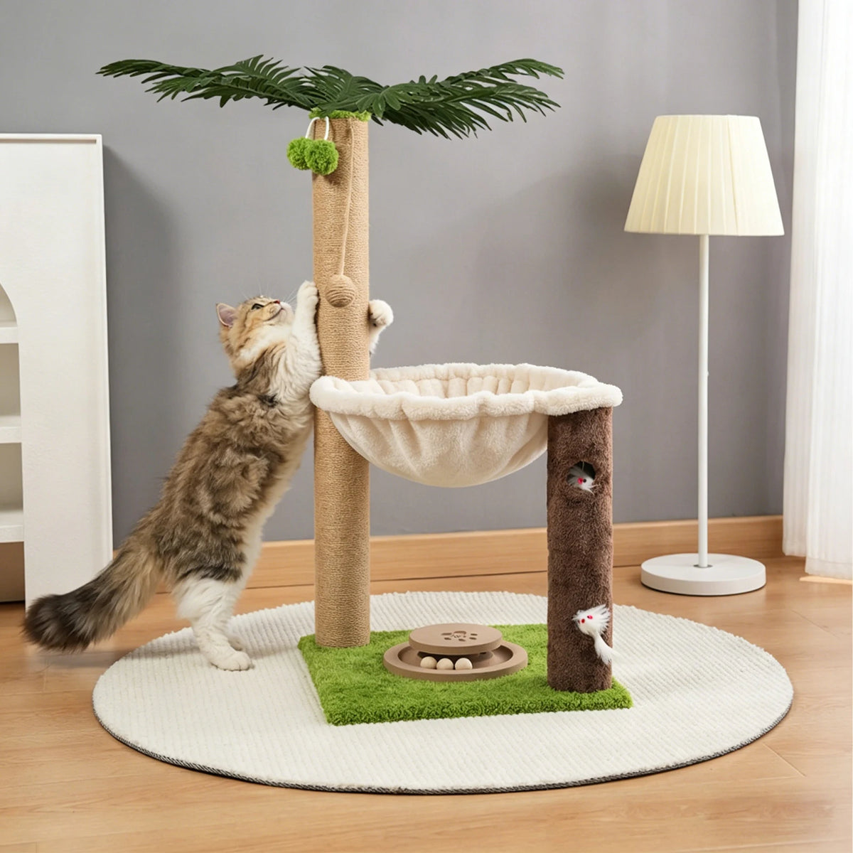 Palm Cat Tree 82cm Modern Scratching Post Climbing Tree Kittens Sleep Platform Sisal Strings