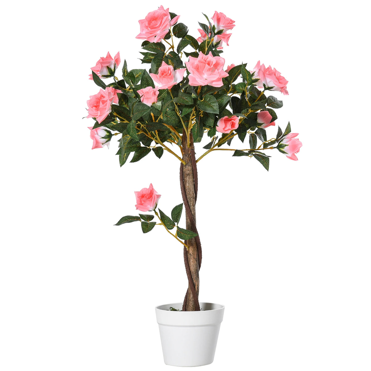 Set of 2 90cm Artificial Rose Trees, Fake Decorative Plants