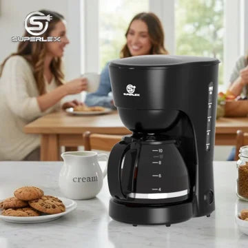 1.25L Electric Drip Coffee Maker 600W American Style with Reusable Filter Anti-Drip Function and Auto Shut-Off for Home Use