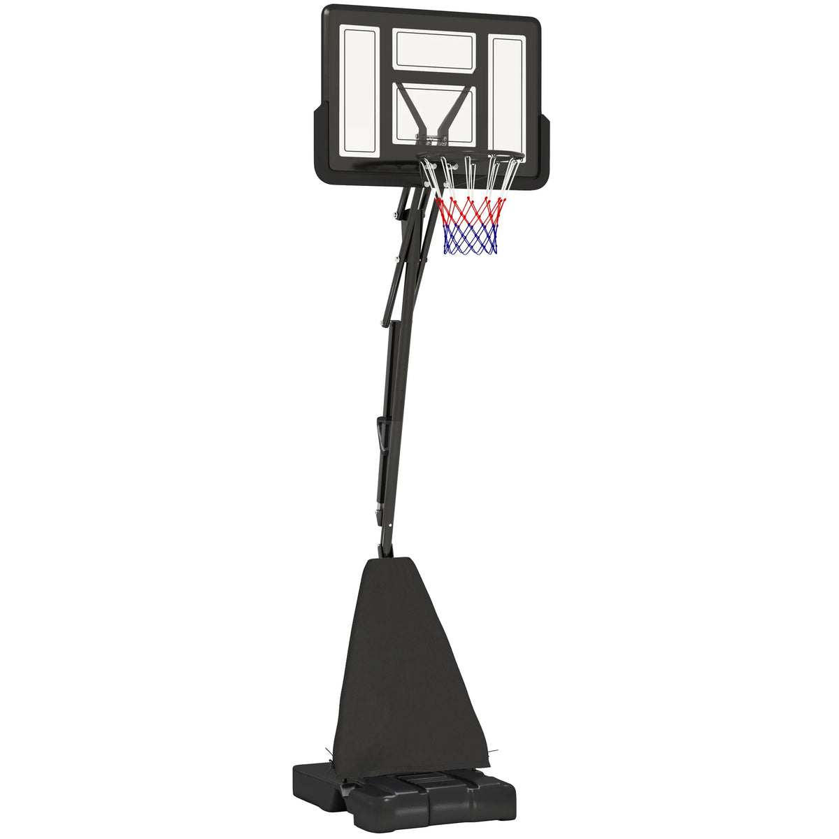 Basketball Hoop Outdoor, Height Adjustable, Rebound System, Weighted Base, Portable, Wheels, 2.45-3.05m, Black